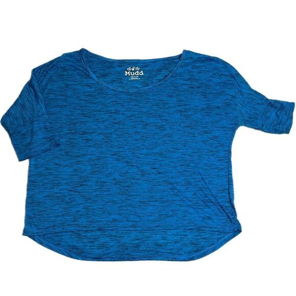 Mudd Juniors Hi-Lo Heathered Blue Crop Top Sz Medium - Picture 1 of 10
